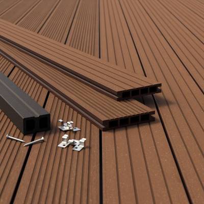 Deska balkonowa tarasowa dwustronna Eco Mini B110 szczotkowana Kasztan 2m 20 mm, NT1092