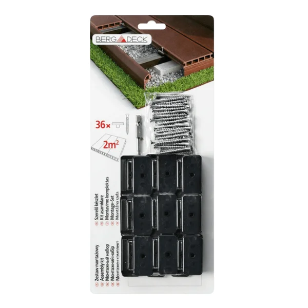 Zestaw montażowy PVC do deski tarasowej  Czarny 36 szt, BDZ