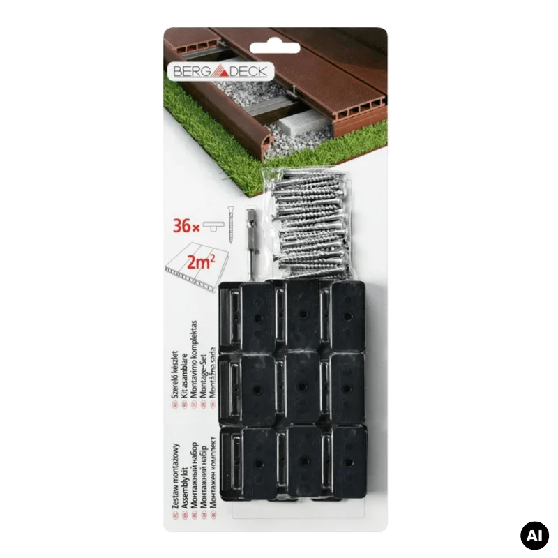 Zestaw montażowy PVC do deski tarasowej Czarny 36 szt BDZ0