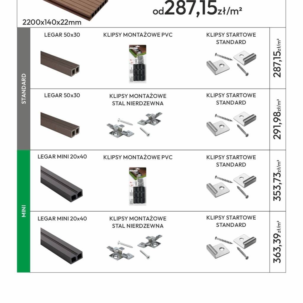 Deska tarasowa dwustronna Salag Eco E140 szczotkowana Kasztan 2.2m 22 mm, BE5104