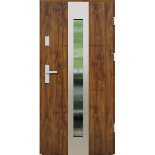 Drzwi zewnętrzne z ościeżnicą Nicolo 05 Dąb złoty Prawe 90cm CZYSTE POWIETRZE, 5903325282814