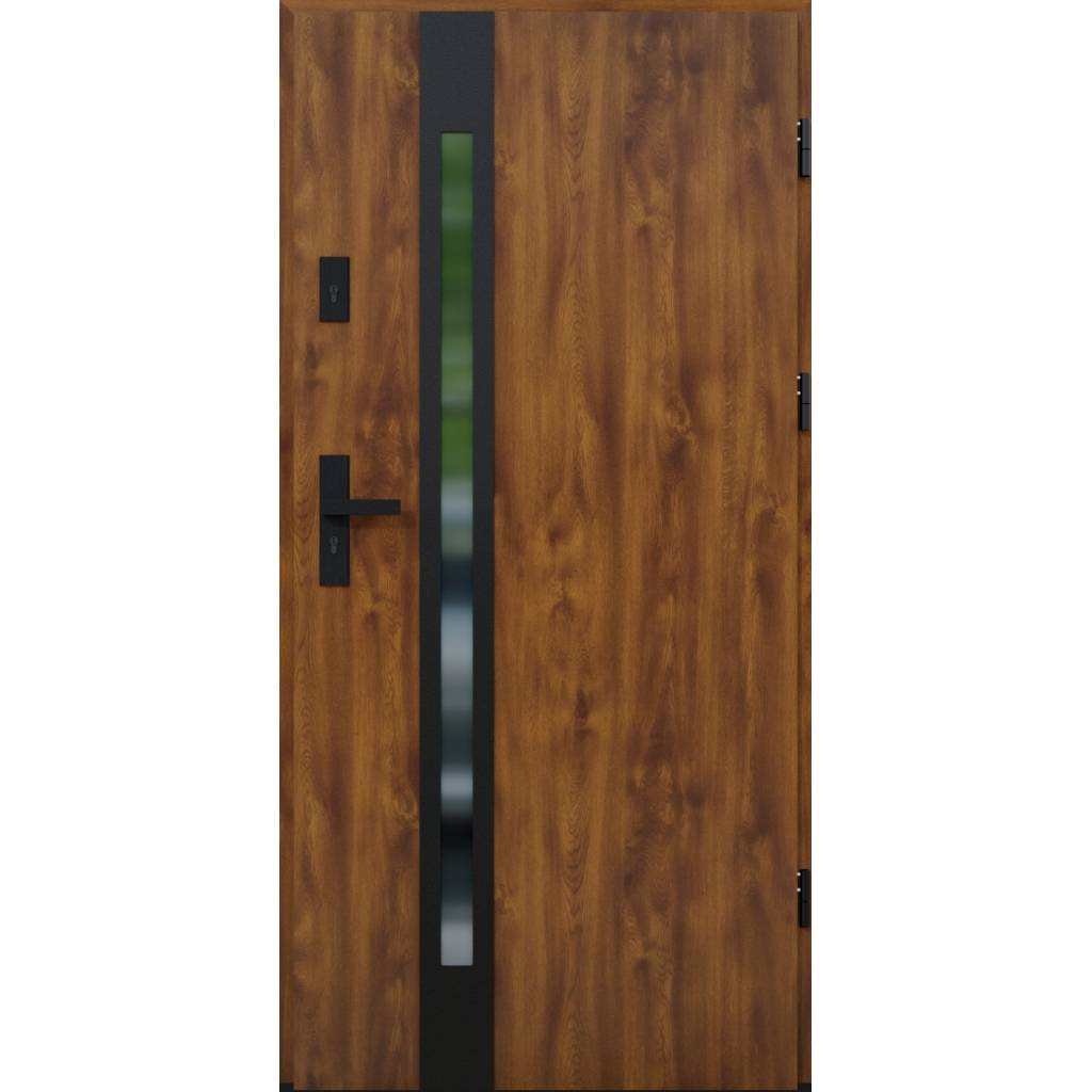 Drzwi zewnętrzne z ościeżnicą Torino 12B Dąb złoty Prawe 90cm CZYSTE POWIETRZE, 5903325287109
