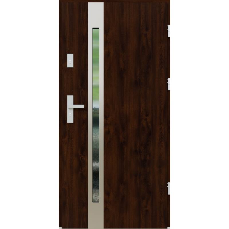 Drzwi zewnętrzne z ościeżnicą Otello 12B Orzech Prawe 90cm CZYSTE POWIETRZE, 5903324179375