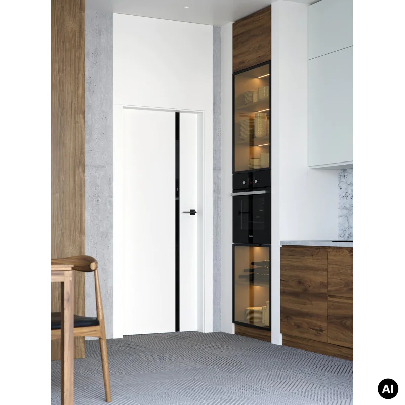 Drzwi Porta Focus 4.A z czarną szybą przylgowe prawe 80 cm