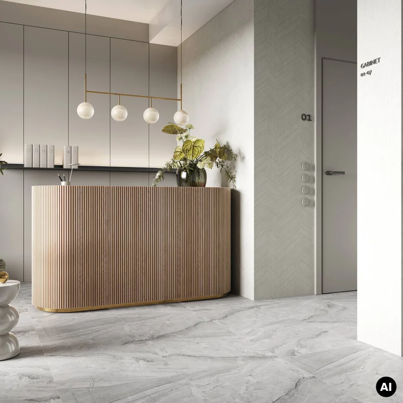 Panele winylowe SPC Ash Grey 60x60 Marmur Kamień Szary Jasn