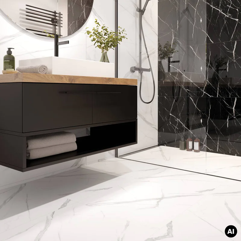 Panele winylowe SPC Calacatta White 60x60 Marmur Biały Kami