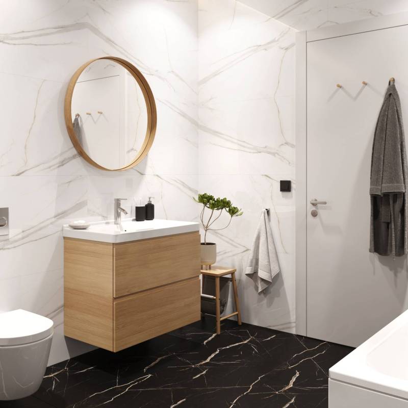 Panele winylowe SPC Calacatta Black 60x60 Marmur Czarny Kamień Matowy 6067236  Klasa 33 5 mm