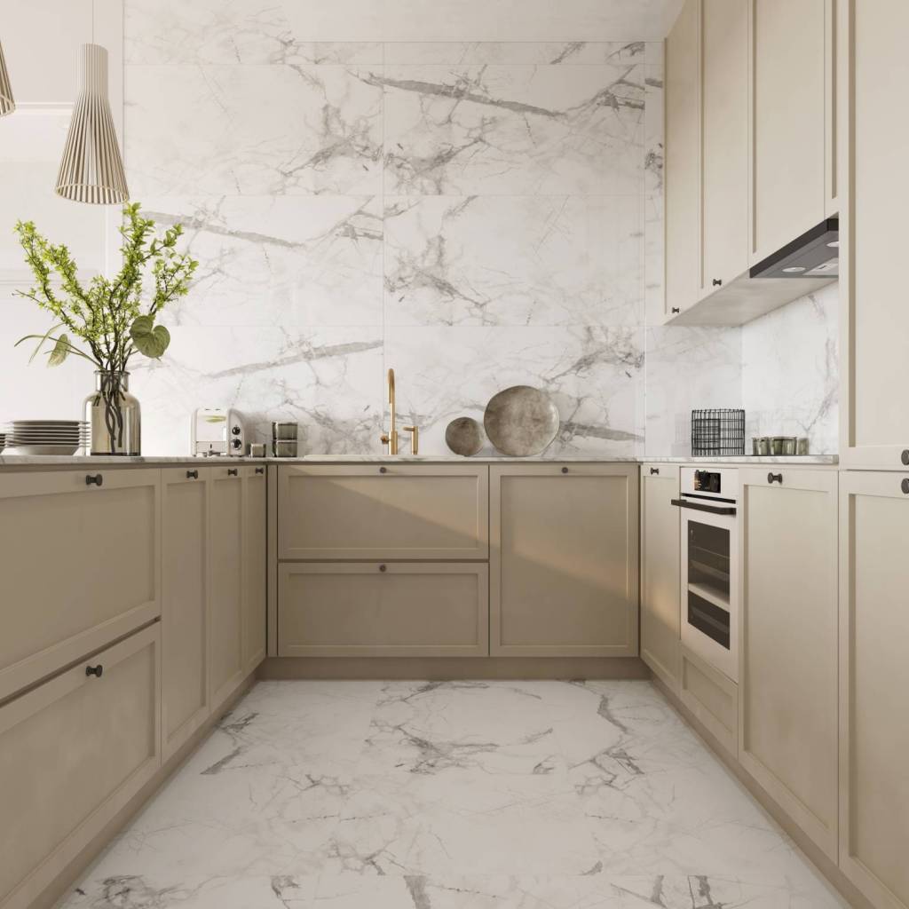 Panele winylowe SPC Calacatta Snow 60x60 Marmur Biały Kamień Matowy 6067239 Klasa 33 5 mm