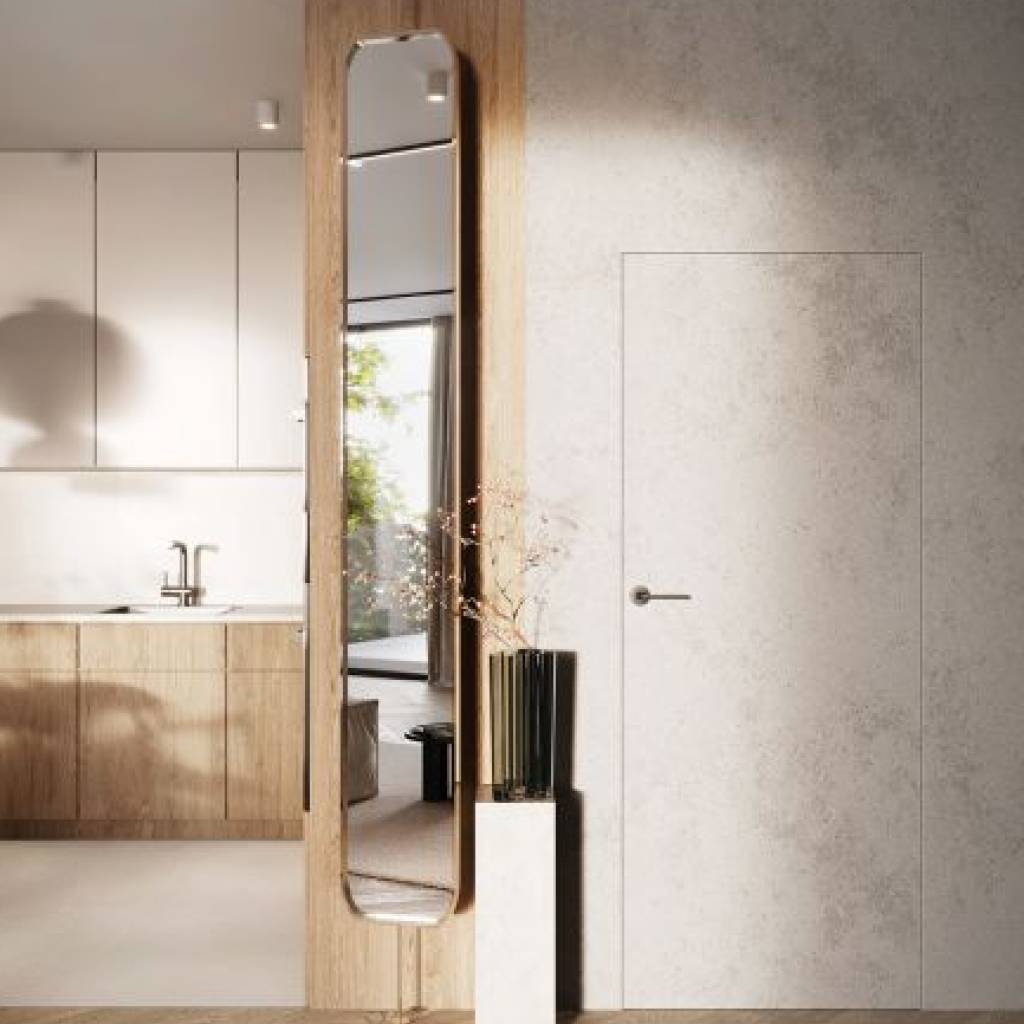 Zestaw Drzwi ukryte + Ościeżnica Porta HIDE Bezprzylgowe (otwierane na zewnątrz) Prawe 70cm płyta, SPA1110P07LBP0A7V0O000, OPA100LP070000AN300000