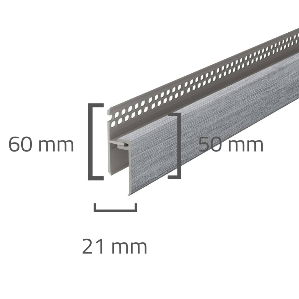 Panele elewacyjne fasadowe Solvo Listwa wentylacyjna górna Dąb Szary 2-cz FS-262, 3030904