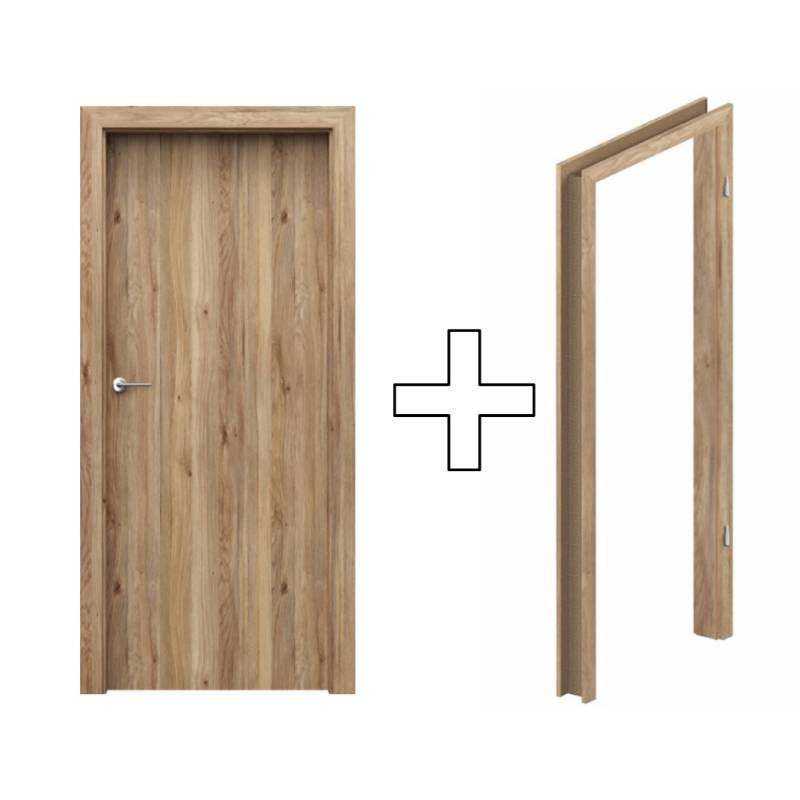 Zestaw Drzwi + Ościeżnica Porta Decor model P 95-135 Dąb Catania Przylgowe (otwierane na zewnątrz) Prawe 80cm plaster miodu, SPWP0P0P08DDT0SZ2AH000, OPWP6D0P08DDT0SZ260000