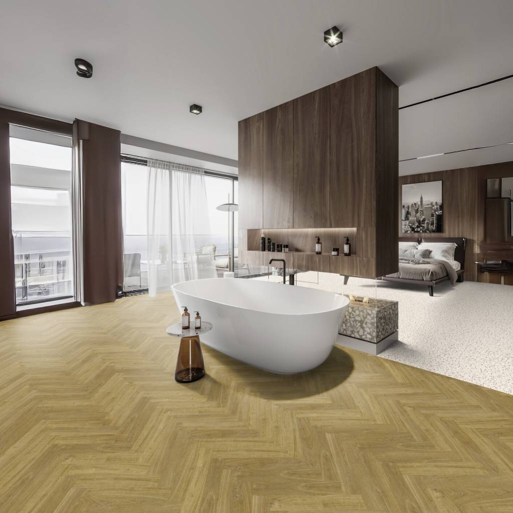 Panele winylowe Jodełka samoprzylepne ze zintegrowanym Madera Castano 1617 Klasa 32 3.5 mm, 39921617