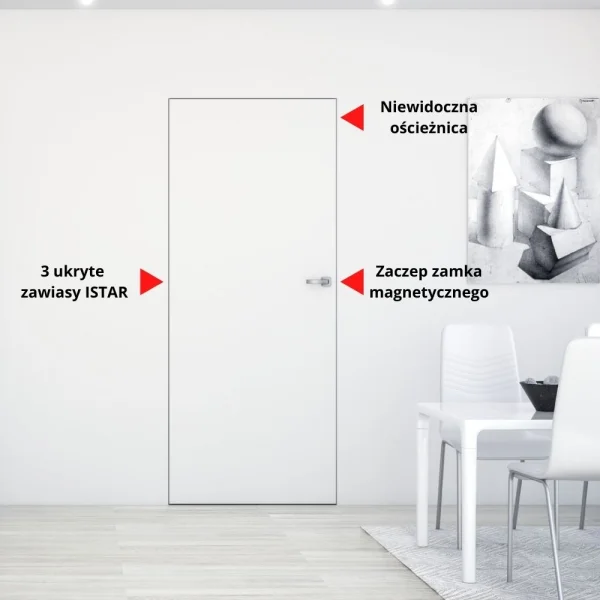 Zestaw Drzwi ukryte + Ościeżnica Sara Eco 2 bezprzylgowe (