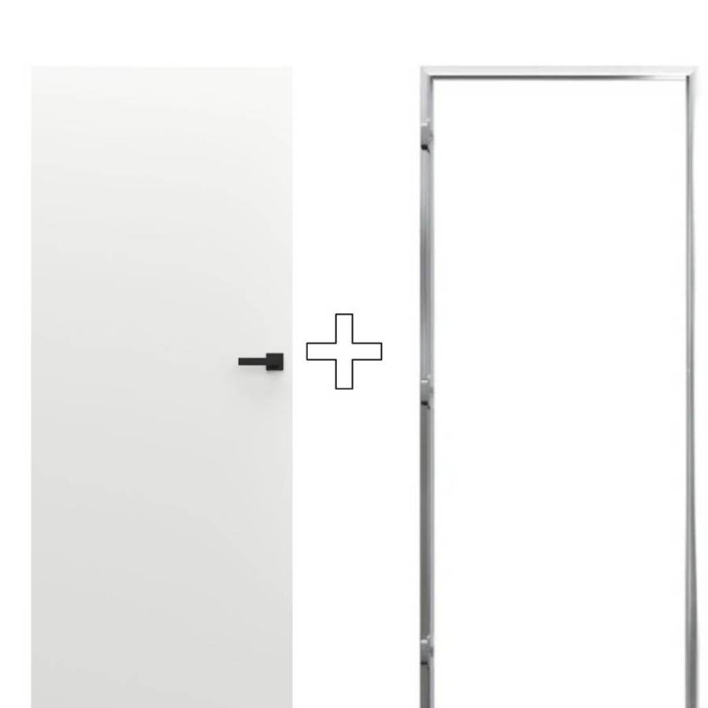 Zestaw Drzwi ukryte + Ościeżnica biała Sara Eco 2 bezprzylgowe (otwierane na zewnątrz) Lewe 80 cm płyta, 5901316049866, 5901316110665