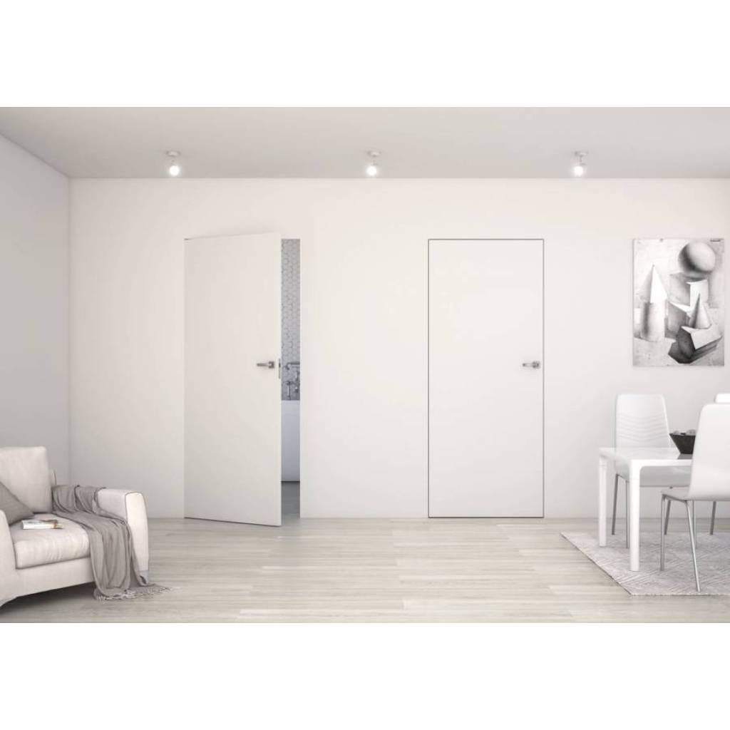 Zestaw Drzwi ukryte + Ościeżnica biała Sara Eco 2 bezprzylgowe (otwierane na zewnątrz) Lewe 80 cm płyta, 5901316049866, 5901316110665