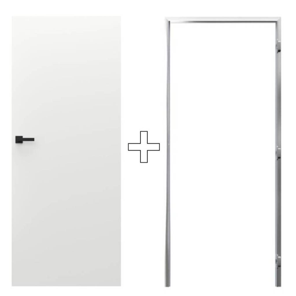 Zestaw Drzwi ukryte + Ościeżnica biała Sara Eco 2 bezprzylgowe (otwierane na zewnątrz) Prawe 80 cm płyta, 5901316049873, 5901316110689
