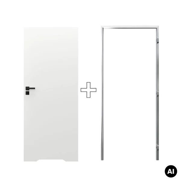 Zestaw Drzwi ukryte + Ościeżnica biała Sara Eco 2 WC odwr