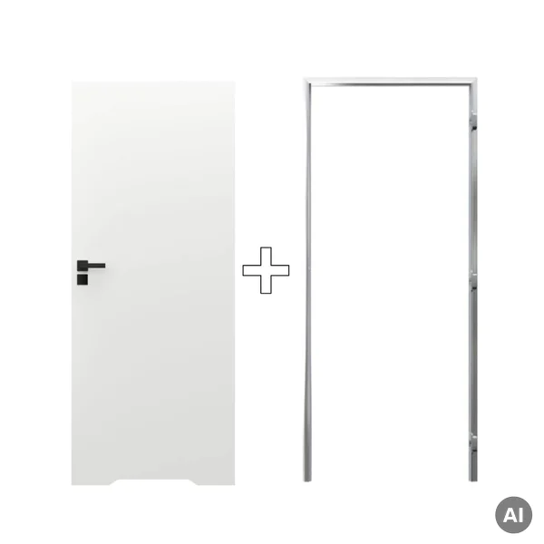 Zestaw Drzwi ukryte + Ościeżnica biała Sara Eco 2 WC odwr
