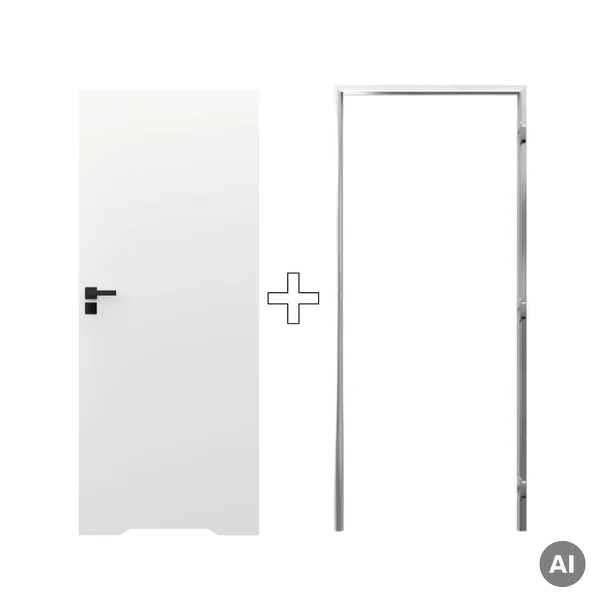 Zestaw Drzwi ukryte + Ościeżnica biała Sara Eco 2 WC odwr