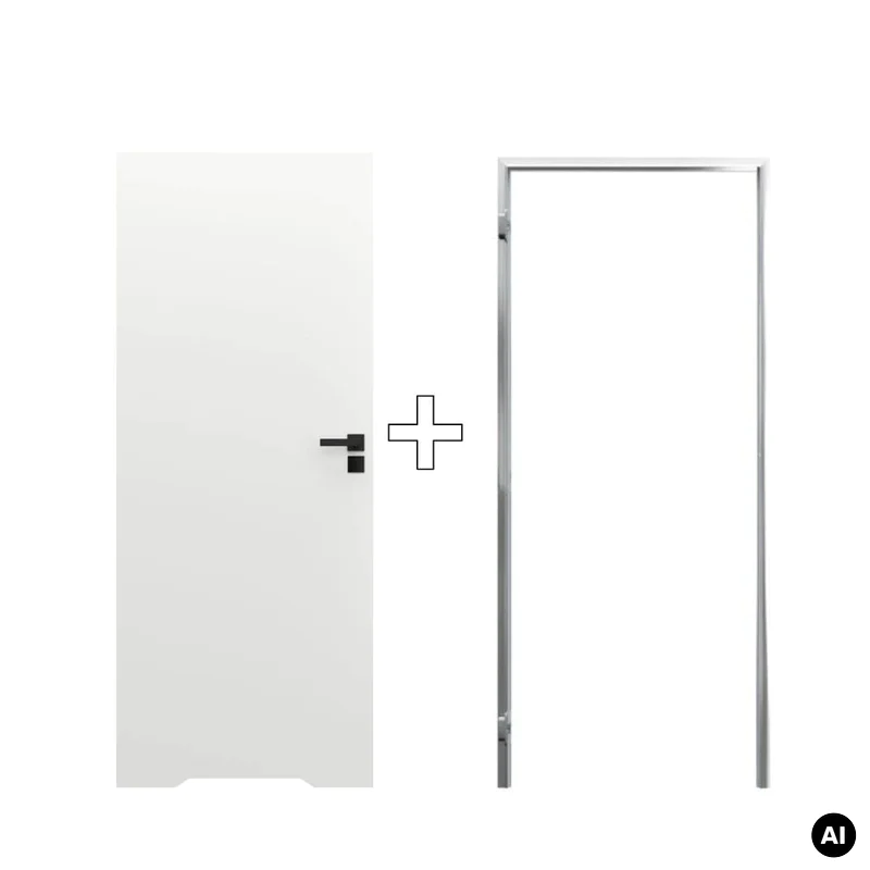 Zestaw Drzwi ukryte + Ościeżnica biała Sara Eco 2 WC bezp