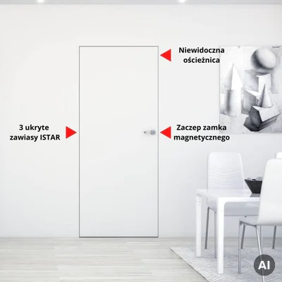 Zestaw Drzwi ukryte + Ościeżnica biała Sara Eco 2 bezprzylgowe (otwierane na zewnątrz) Lewe 70 cm plaster miodu, DRE 400010019, 5901316110573