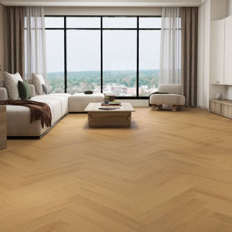 Panele winylowe SPC ze zintegrowanym podkładem Jodełka Cha