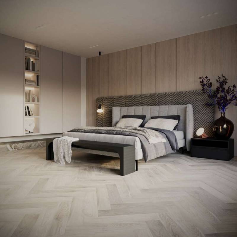 Panele winylowe ze zintegrowanym podkładem Jodełka Strasbo