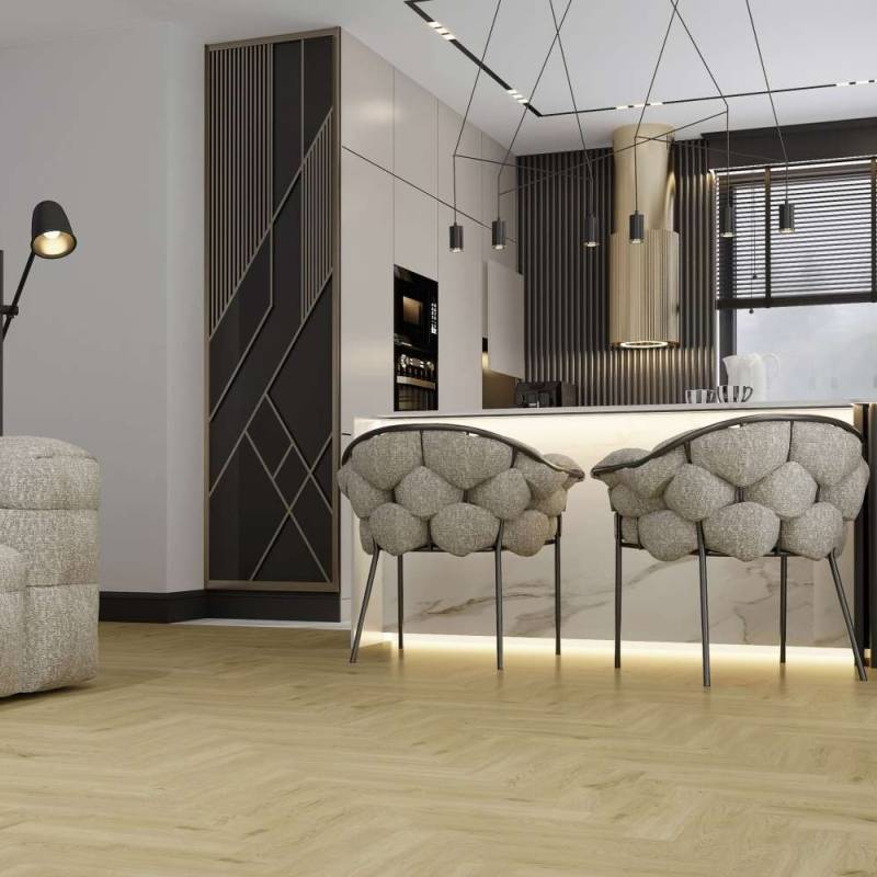 Panele winylowe ze zintegrowanym podkładem Jodełka Nice Kl