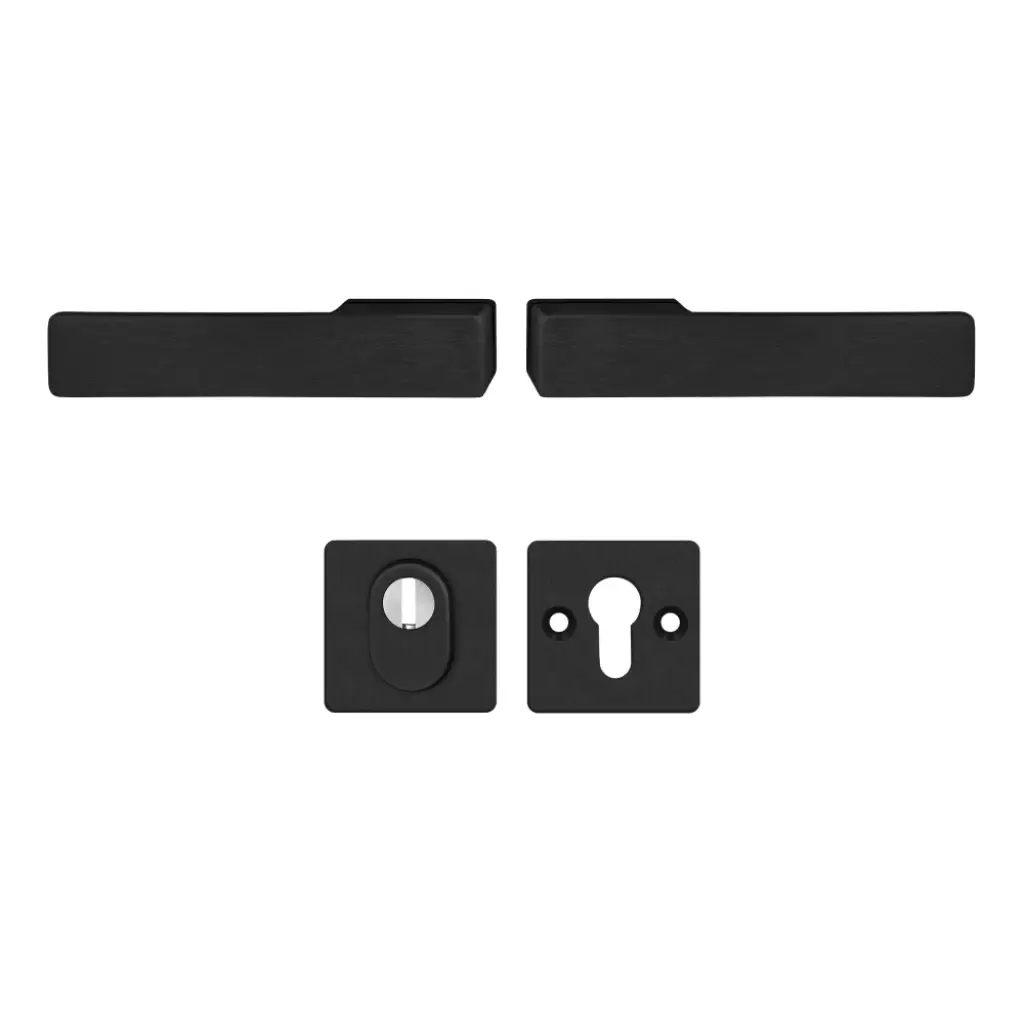 Klamka Libera Czarna klamko + klamka + rozeta WB z zabezpieczeniem, 5907505414804