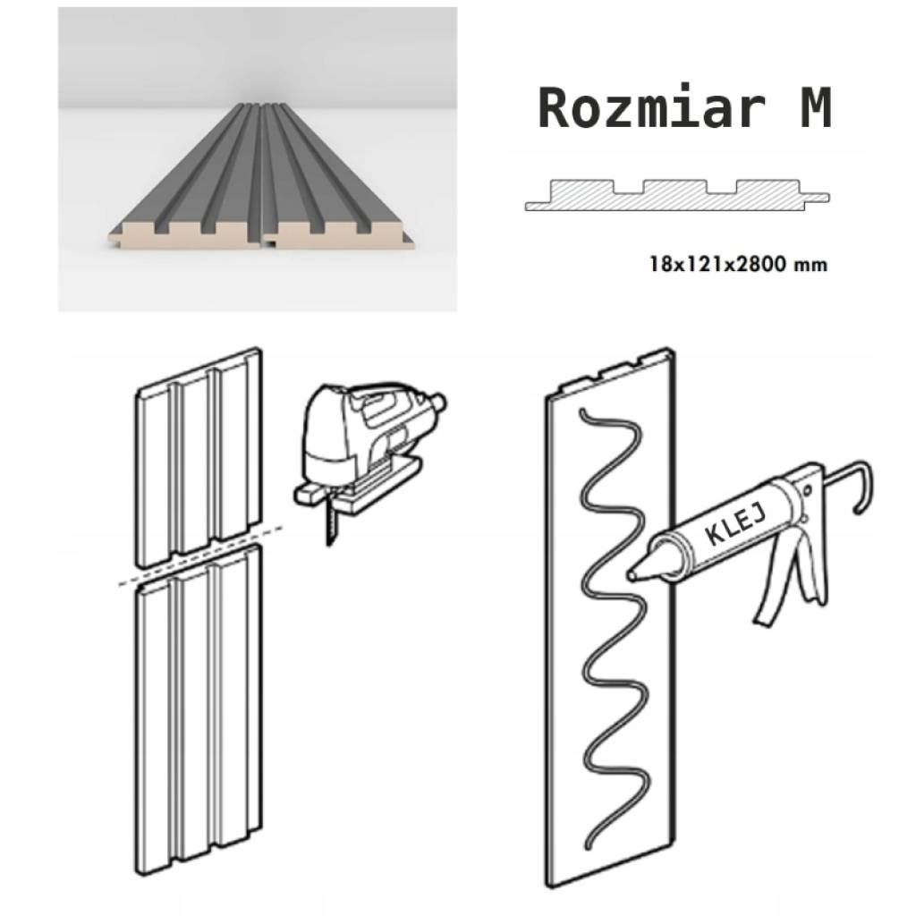 Zestaw Lamele Czarne matowe M 723, Listwa startowa lewa, Listwa zakończeniowa Prawa, 120032940, 120035909, 120035910