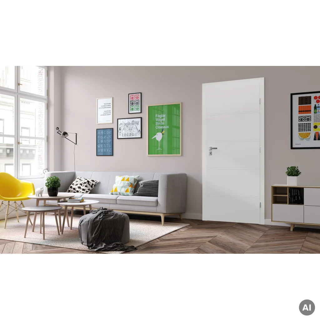Skrzydło Porta Trim T Białe Frezowane prawe 70 przylgowe, TRIM SPXLT10P07LBI0SC30H000
