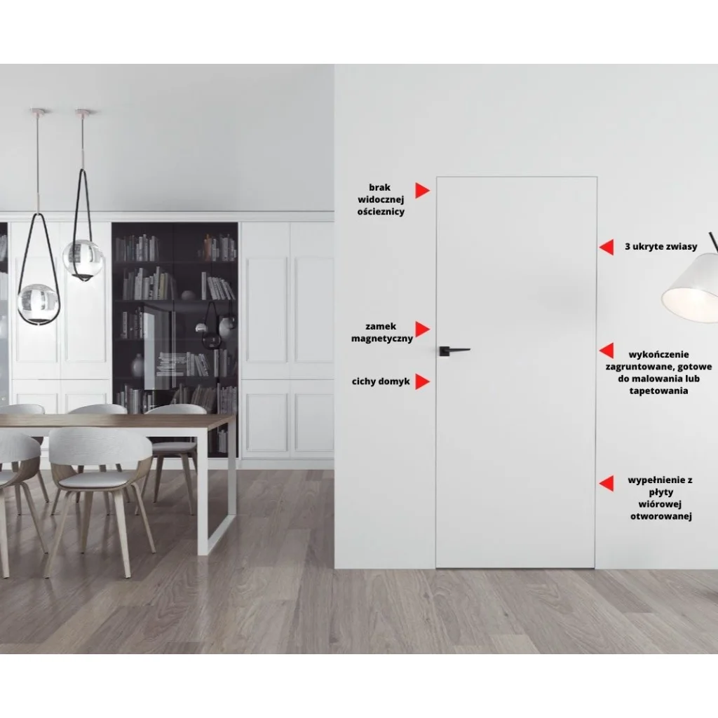 Drzwi Sara Eco 2 odwrotna przylga ukryte lewe 80 cm płyta, 5901316049828