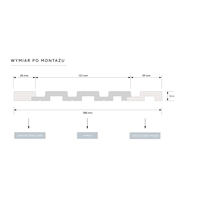Zakończenie lameli Lamele M Medio Listwa Lewa Dąb Naturaln