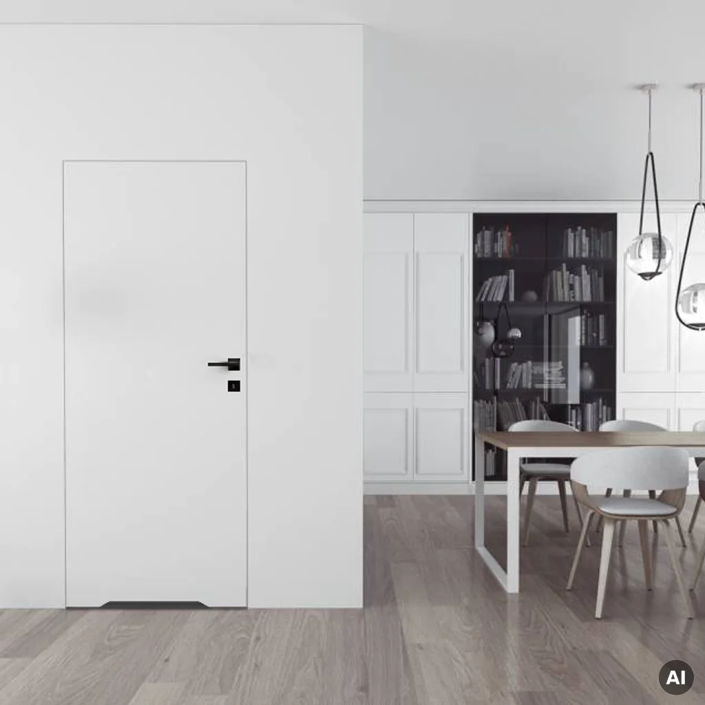 Zestaw Drzwi ukryte + Ościeżnica Sara Eco 2 WC odwrotna przylga (otwierane do wewnątrz) Prawe 80 cm płyta, DRE 400010394, DRE 400010422