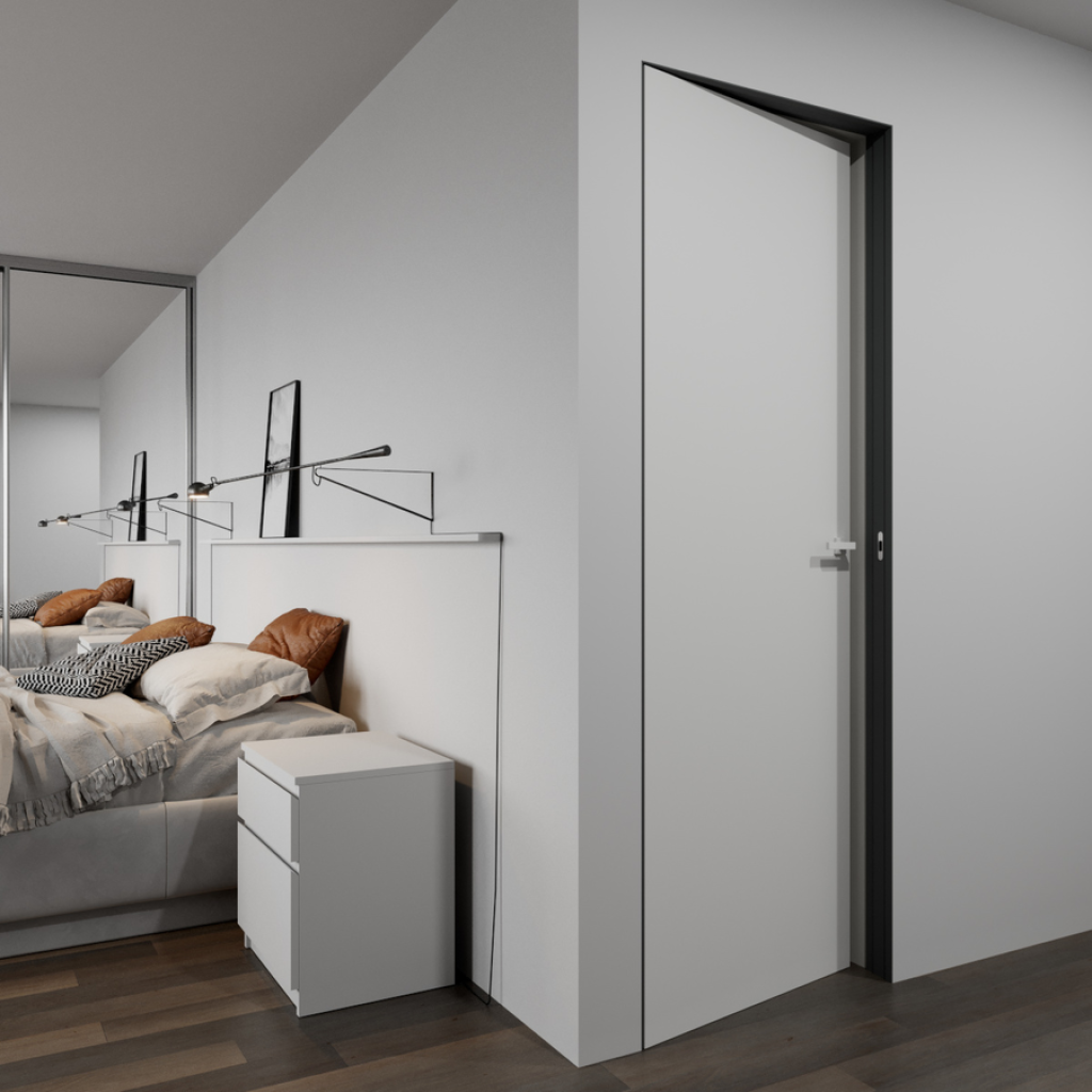 Zestaw Drzwi ukryte + Ościeżnica Sara Color odwrotna przylga (otwierane do wewnątrz) Prawe 90 cm plaster miodu, TV21090SB, DU102S0902