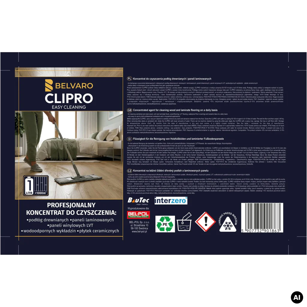 Koncentrat czyszczący do podłóg i paneli CLIPRO Belvaro, 5907732901863