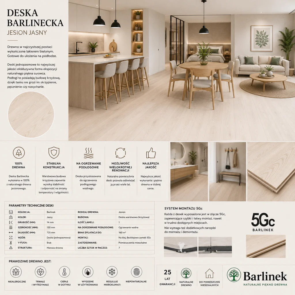 Jesion Family 1-lamelowy Matowy BK8-JES1-L05-B2X-A14130-F 14 mm