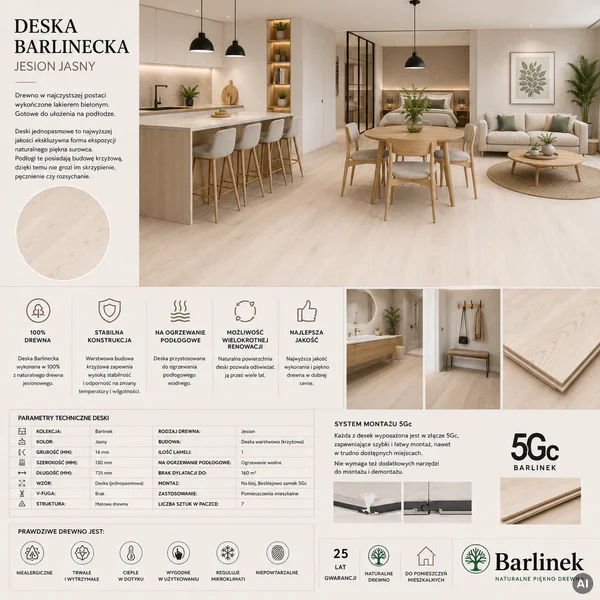 Podłoga drewniana Jesion Family 1-lamelowy Matowy 14 mm, BK
