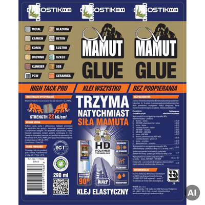 Klej montażowy uniwersalny do listew Mamut Glue Biały 290ml 117586