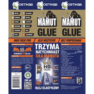 Klej uniwersalny do listew Mamut Glue Biały 290ml 117586