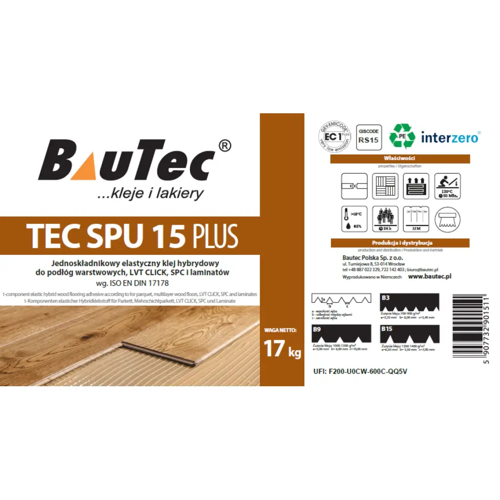 Klej do drewna BauTec TEC SPU 15 PLUS 17kg  BauTec TEC SPU-15P, tec