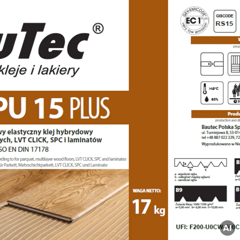 Klej do drewna BauTec TEC SPU 15 PLUS 17kg BauTec TEC SPU-1