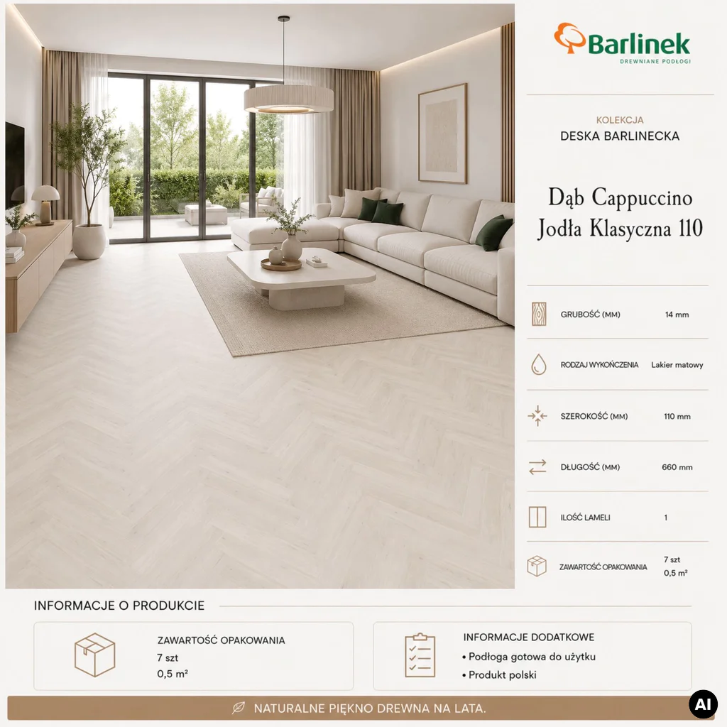 Podłoga drewniana Dąb Cappuccino Jodła Klasyczna 14 mm, 1WC000001