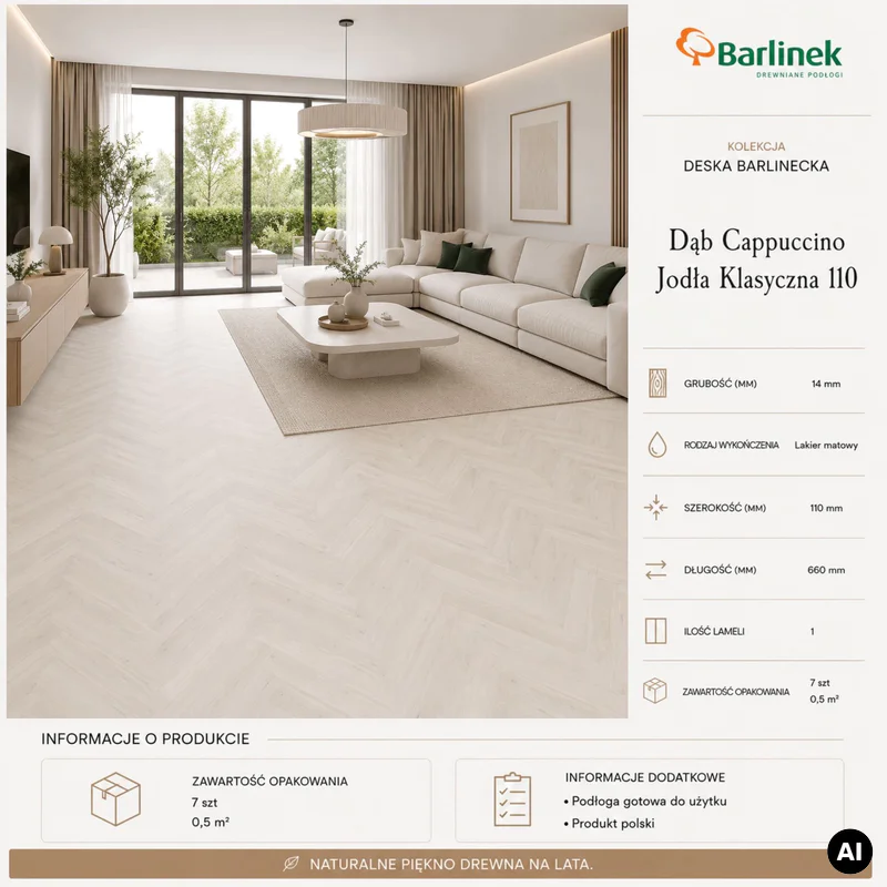 Podłoga drewniana Dąb Cappuccino Jodła Klasyczna 14 mm, 1