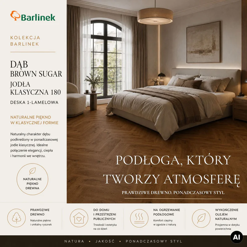 Podłoga drewniana Dąb Brown Sugar Jodła Klasyczna 14 mm,