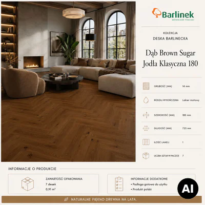 Podłoga drewniana Dąb Brown Sugar Jodła Klasyczna 14 mm, BLC-DBE1-L05-CGR-A14180-V