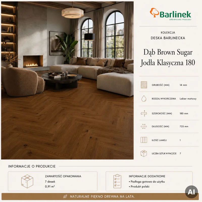 Podłoga drewniana Dąb Brown Sugar Jodła Klasyczna 14 mm,