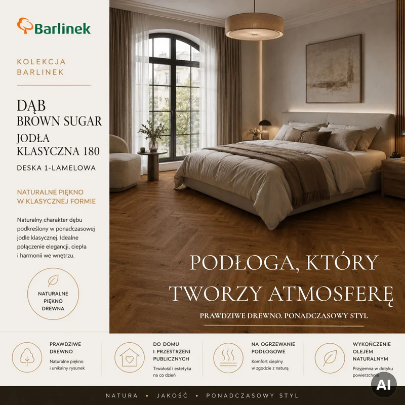 Podłoga drewniana Dąb Brown Sugar Jodła Klasyczna 14 mm,