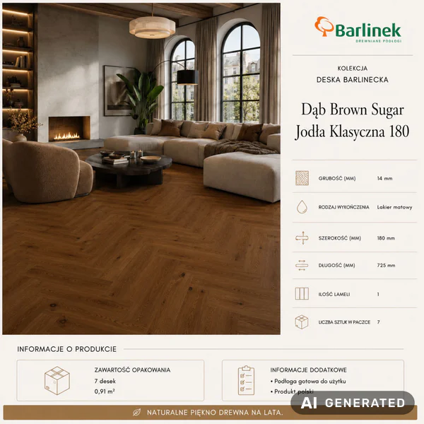 Podłoga drewniana Dąb Brown Sugar Jodła Klasyczna Ciemny 