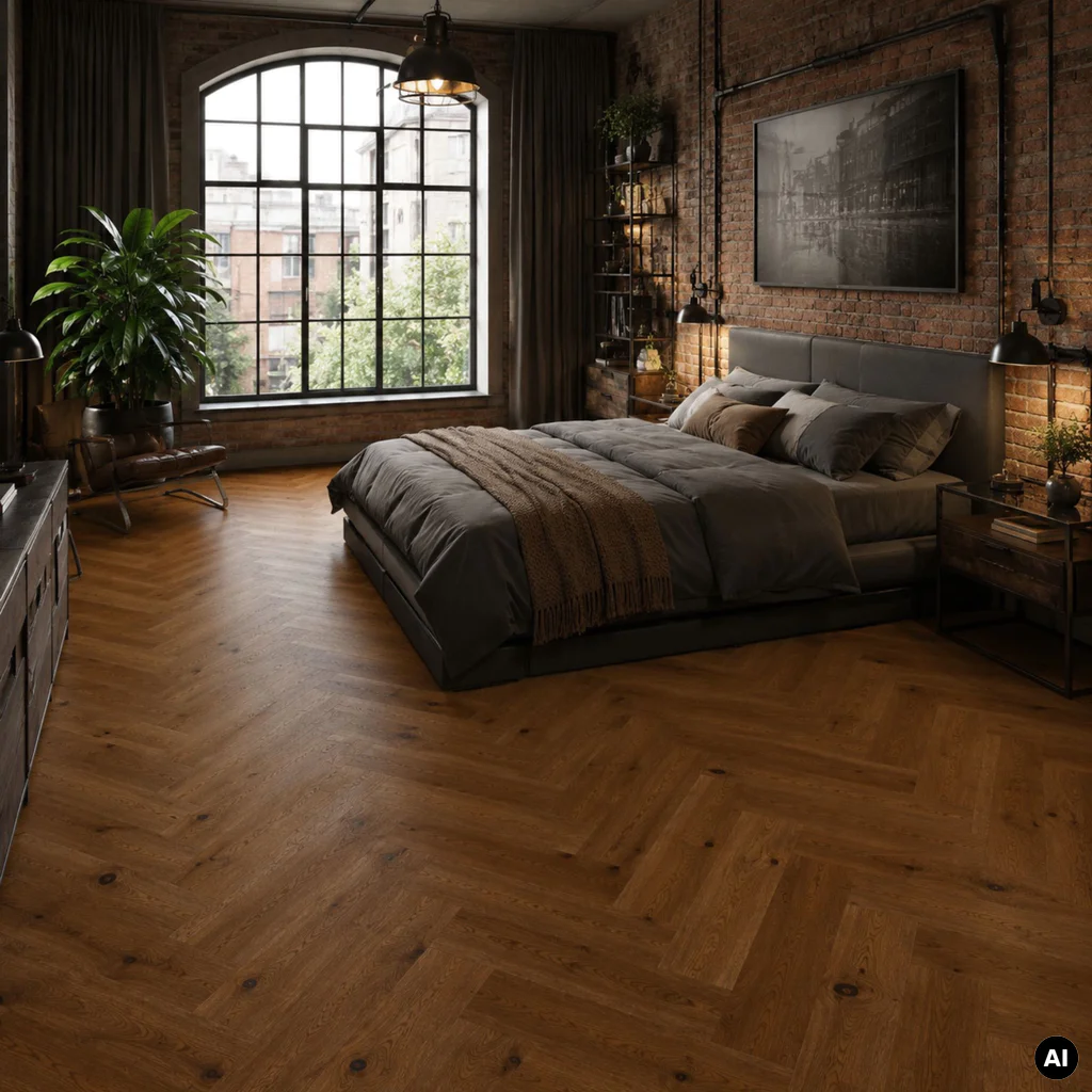 Podłoga drewniana Dąb Brown Sugar Jodła Klasyczna 14 mm, BLC-DBE1-L05-CGR-A14180-V